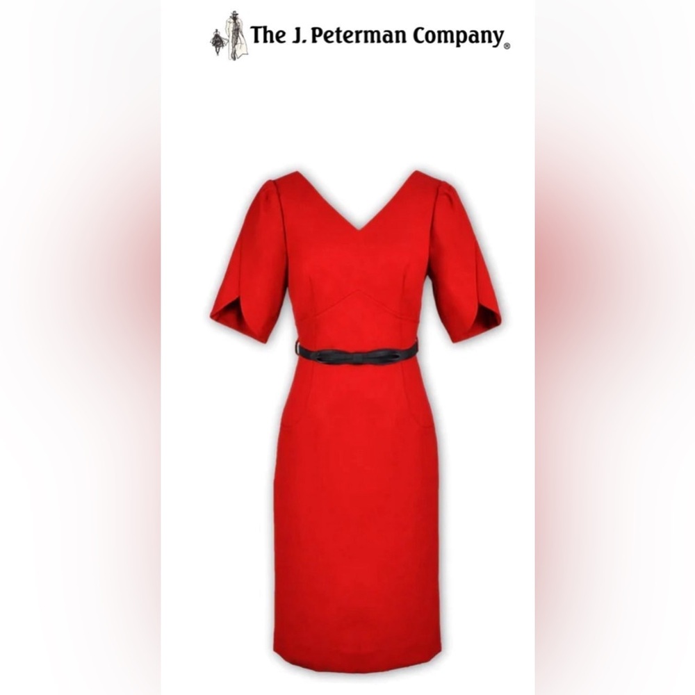 Tulip sleeve retro 1950s red dress